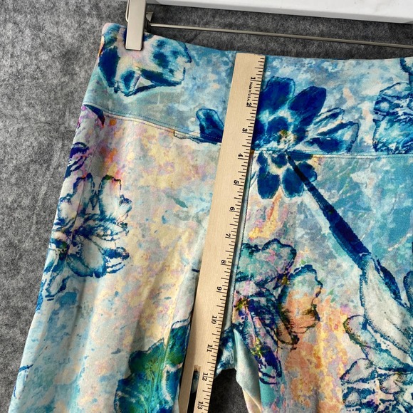Soft Surroundings Leggings Small Blue Floral Superslim Myriad High Rise Knit - Picture 7 of 13